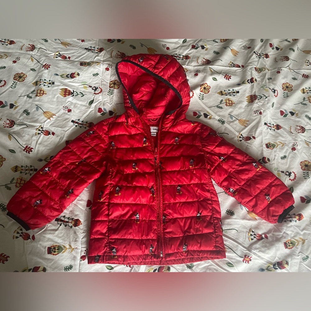 Baby Gap Disney Mickey Mouse Cold Control Lightweight Puffer Jacket Size 4 Boys